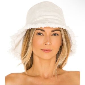 Casa Clara x Revolve Evan Bucket Hat Frayed Hem Cotton One Size